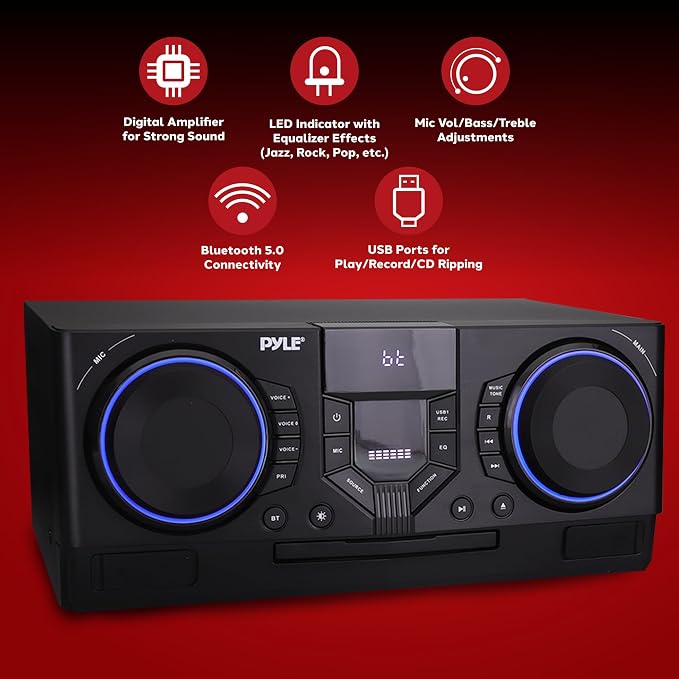 Pyle Mini Hi-Fi Bluetooth Stereo System – 3-Piece CD Player - Image 7