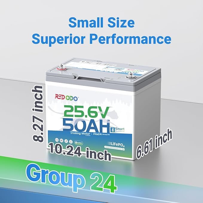 Redodo LiFePO4 Battery Smart Bluetooth 24V 50Ah TM Low-Temp, Lithium Battery - Image 5