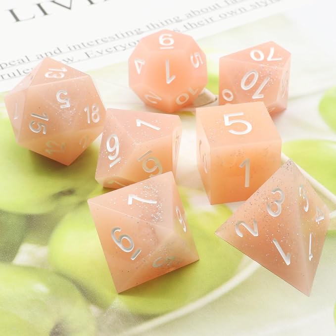 Haxtec Sharp Edge Dice Pink Resin DND Dice Set - Image 7