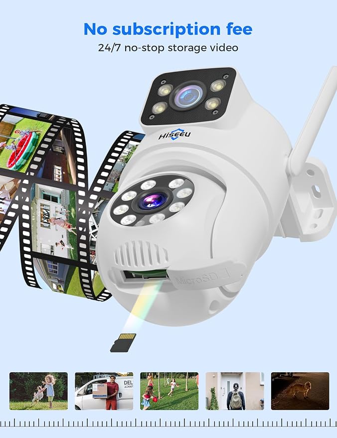Hiseeu Wireless Security Camera, 5G/2.4G WiFi, Dual Lens View, Pan-Tilt- Zoom - Image 9