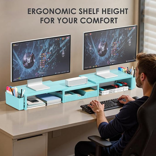 OPNICE Desk Organizers and Accessories, Dual Monitor Stand Riser - Image 2