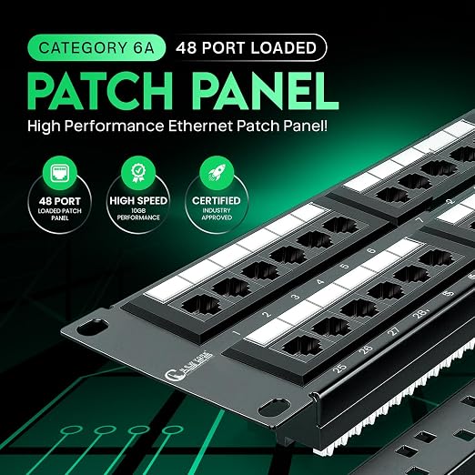 Newyork Cables 48 Port Cat6A Patch Panel, 10Gb Ethernet, 2U 19-Inch Rack or - Image 2