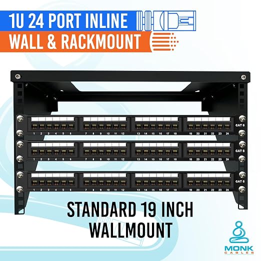 MONK CABLES | CAT6 Patch Panel | Inline | 24 Port - Image 2