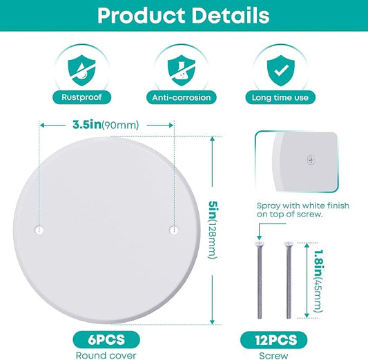 6 Pcs Smoke Detecte Cover Plate, 5 Inch Metal Round Blank Ceiling Cover Plate - Image 2