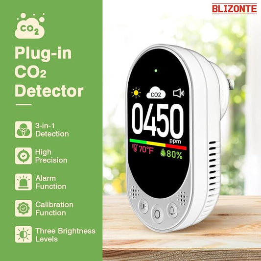 Indoor Air Quality Meters Plug-in Wall, 3-in-1 Air Detector, Supports Manual - Image 2