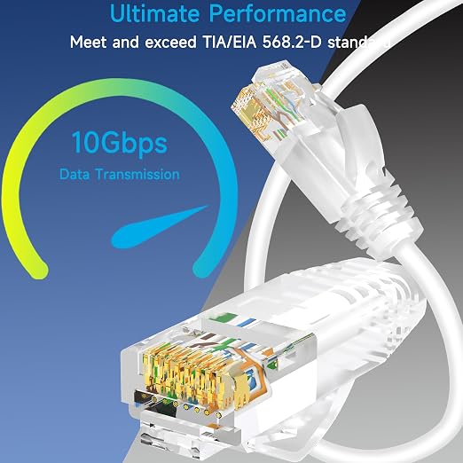 Cat6a Slim Ethernet Patch Cable 0.5 ft, Cat6a Patch Cable - Image 2