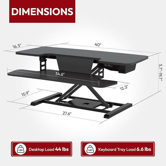 SANODESK 40" Electric Standing Desk Converter, Height Adjustable Riser - Image 2