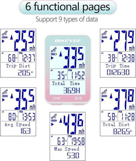 GPS Bike Computer Wireless Bicycle Speedometer Odometer 9 Languages Auto - Image 2