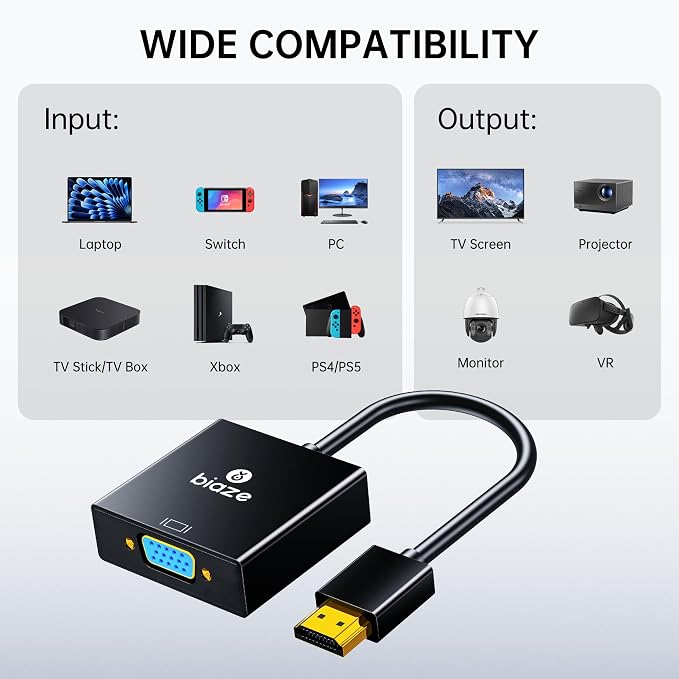 HDMI to VGA Adapter with 3.5mm Audio & USB Power – 1080P Converter - Image 7