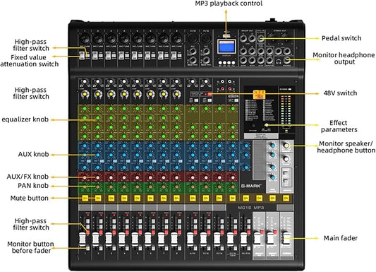 Audio Mixer Bluetooth G-MARK Professional Mixer Usb Interface Sound Board - Image 2