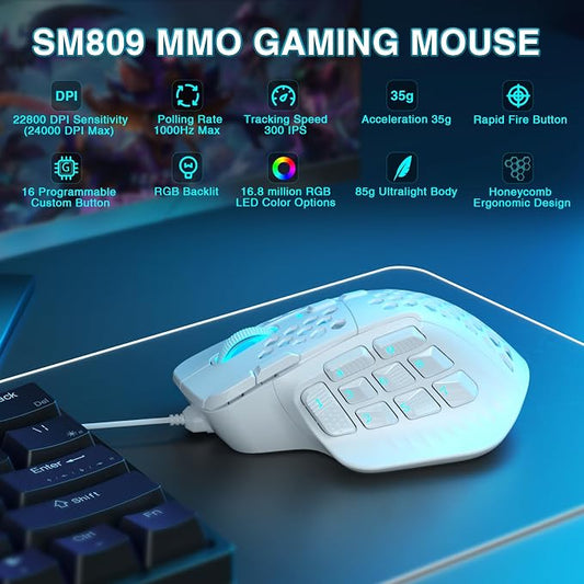 SOLAKAKA SM809 MMO Gaming Mouse Wired RGB - Image 2