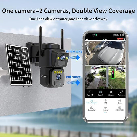 LETSCEE Dual Lens Security Cameras Wireless Outdoor,Solar Cameras - Image 2