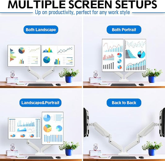 MOUNTUP Dual Monitor Stand for Desk, Pneumatic Monitor Arms for 2 Monitors Max - Image 2