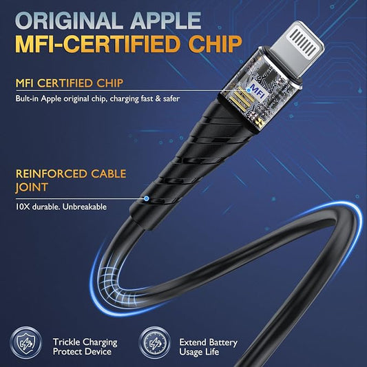 OIITH Apple MFi Certified iPhone Charger Cable 3 Pack 3 Ft, Lightning Charging - Image 2