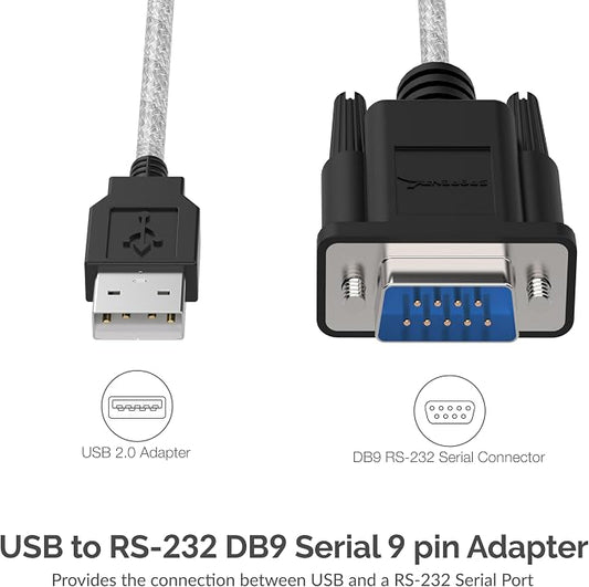 SABRENT 6-FT USB to RS-232 DB9 Serial 9 pin Adapter - Image 2