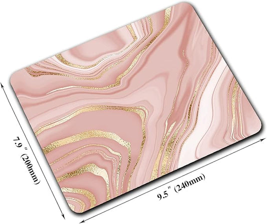Gold Marble Mouse Pad, Stripes Pattern Mousepad - Image 2
