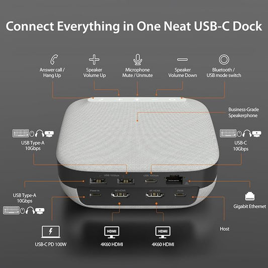 j5create USB-C Dual 4K Speakerphone Dock Pro, Dual 4K HDMI Audio Dock - Image 2