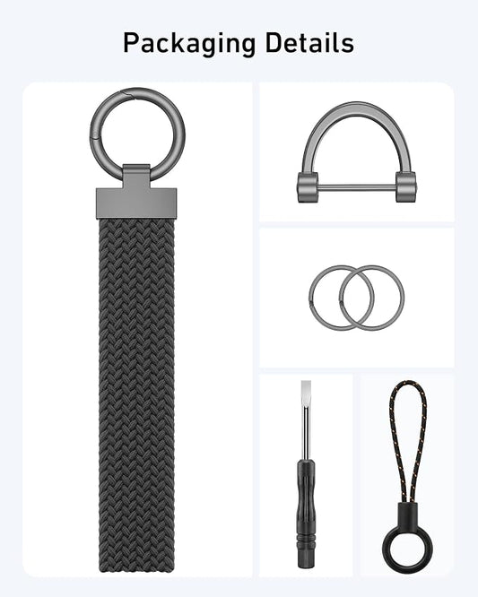 Stretchy Braided Wristlet D-Ring Detachable - Image 2