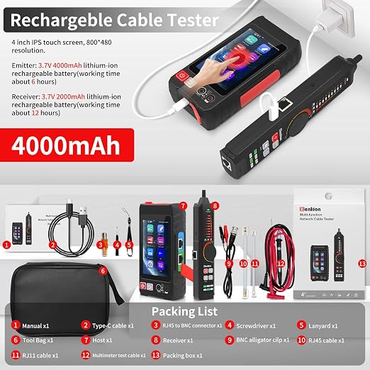 Multifunction RJ45 Network Caber Tester, UTP Cable Tester Ethernet Cable Tracer - Image 8
