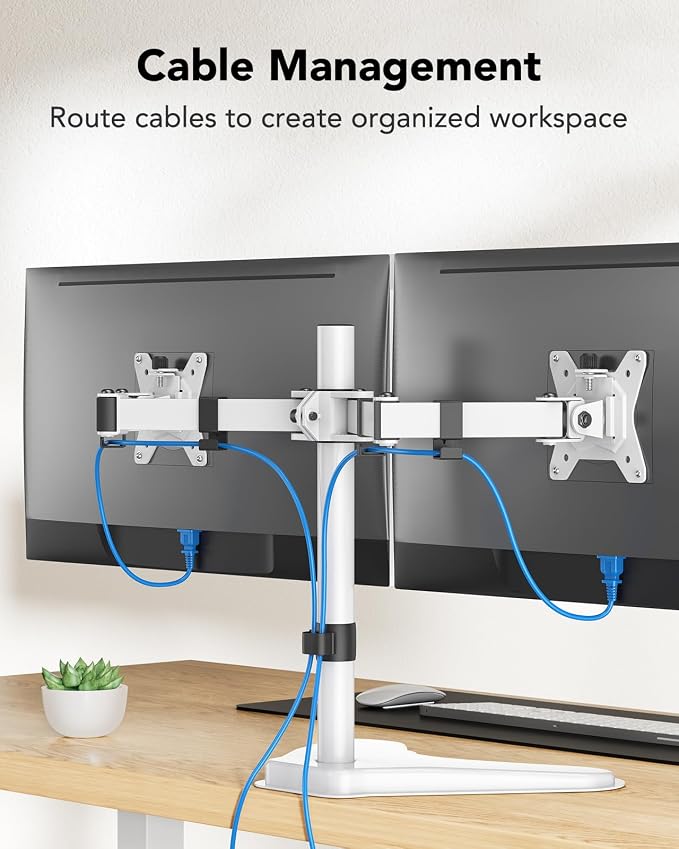 HUANUO 32 inches Dual Monitor Stand up to 17.6lbs, High-Grade Aluminum - Image 7
