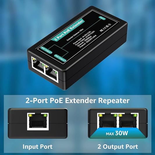 VIMIN 2-Port Gigabit PoE Extender, 1 in 2 Out Indoor PoE Repeater Support - Image 2