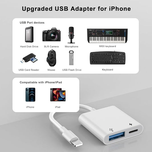 Lightning to USB OTG Adapter for iPhone 14, USB3.0 Camera Adapter - Image 2