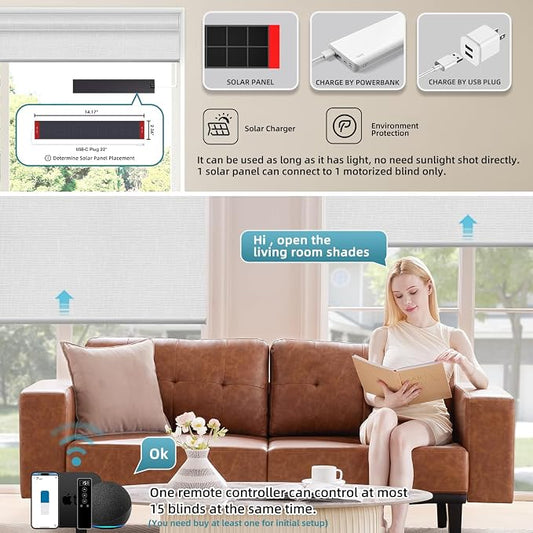 SmartWings Motorized 100% Blackout Shades Blinds, Custom Size, Cordless Window - Image 2