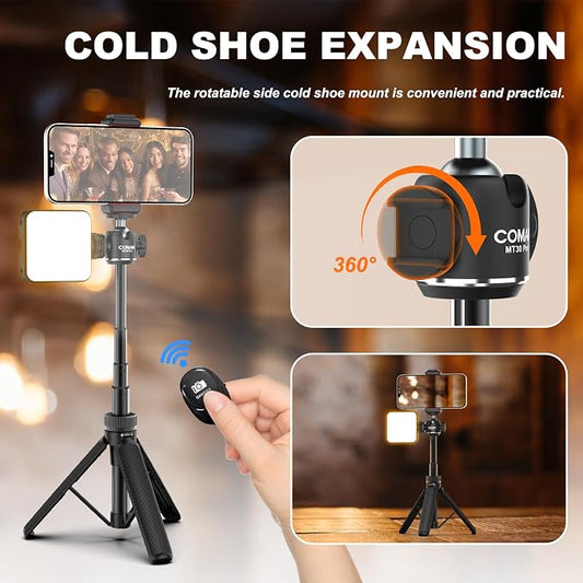 COMAN MT30-Pro Extendable Phone Tripod, 61cm Cell Phone Tripod Stand - Image 2