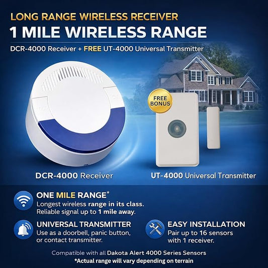 Dakota Alert DCR-4000 Wireless Receiver Bonus Kit – 1 Mile Long Range Driveway - Image 2