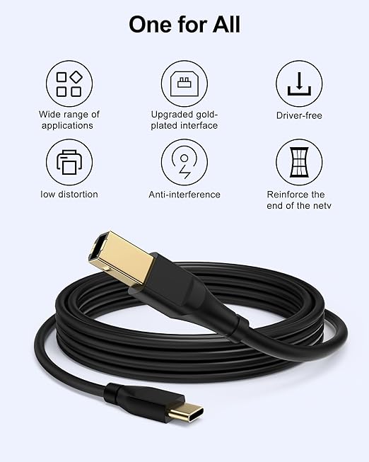 Printer Cable 10ft, Scanner USB C to USB B Cable - Image 2