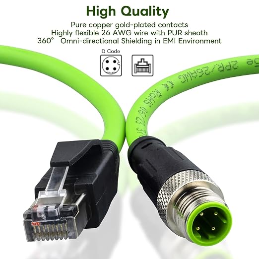 M12 to RJ45 Industrial Ethernet Cable,Automation Systems Interconnect M12 4 Pin - Image 2