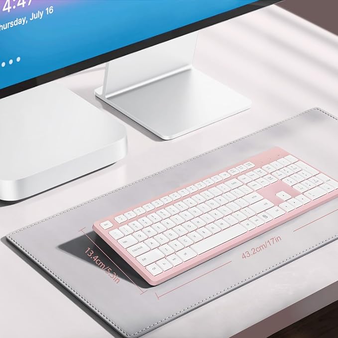 LeadsaiL Pink Wireless Keyboard, 2.4GHz Full-Sized Ergonomic Computer Keyboard - Image 7