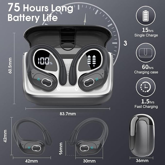 Wireless Earbuds 75hrs Bluetooth 5.4 Headphone Sport, 2025 Bluetooth Earbuds - Image 2