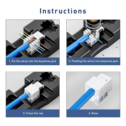 25-Pack 10Gbps Cat6 Keystone Jacks, RJ45 Keystone Jack, Ethernet Keystone Jack - Image 6