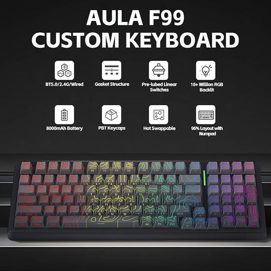 Aula F99 Keyboard Wireless Mechanical Keyboards Computer Bluetooth Gaming - Image 2
