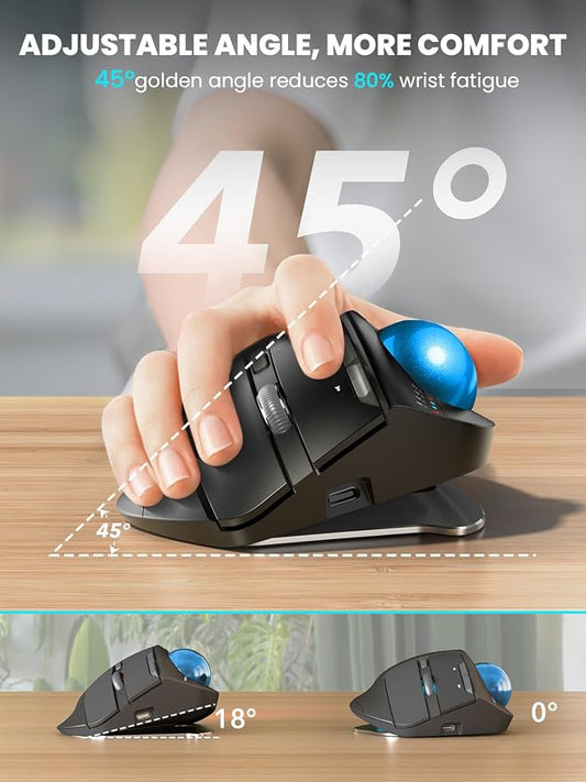 Wireless Trackball Mouse, Ergonomic Bluetooth Rechargeable Computer Mouse - Image 2
