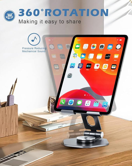 Foldable Aluminum Tablet Stand for Desk, 360° Swivel iPad & Tablet Holder – - Image 2