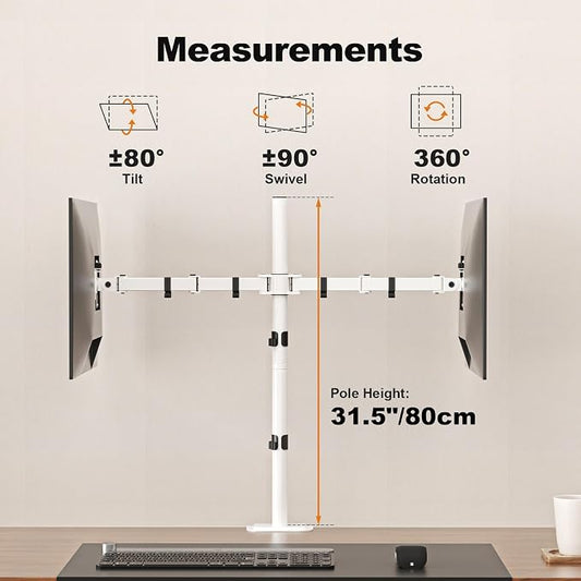 Suptek Dual LED LCD Monitor Stand up Desk Mount Extra Tall 31.5" Pole Heavy - Image 2