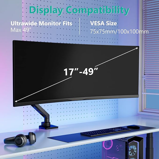 WALI Ultrawide Monitor Arm for 17 to 49 Inch Heavy Duty Curved Screens - Image 2