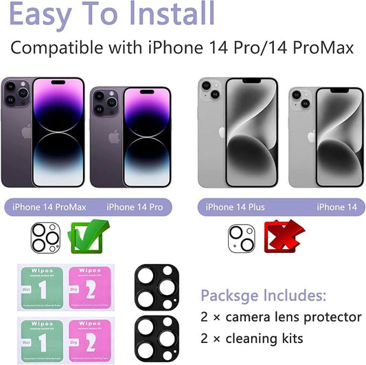2 Pack Camera Lens Protector for iPhone 14 Pro/iPhone 14 Pro Max, AR Tempered - Image 2