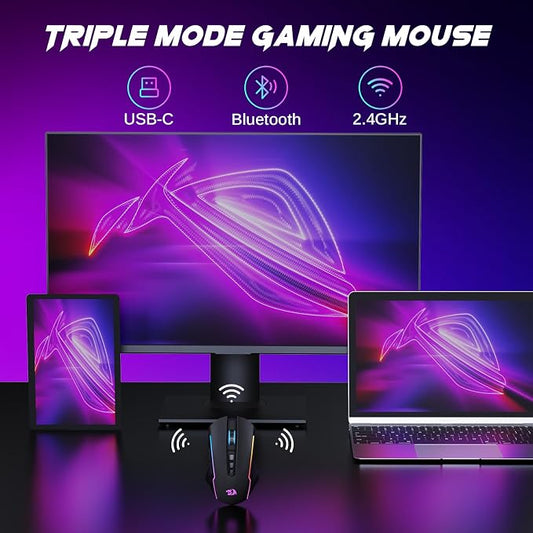 Redragon Wireless Gaming Mouse, Tri-Mode 2.4G/USB-C/Bluetooth Mouse Gaming - Image 2