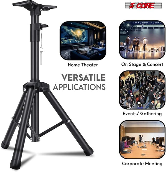 5Core Speaker Stand Tripod Floor Adjustable 24-36 Inch Short DJ Studio Monitor - Image 2