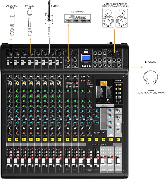 Audio Mixer Bluetooth G-MARK Professional Mixer Usb Interface Sound Board - Image 9