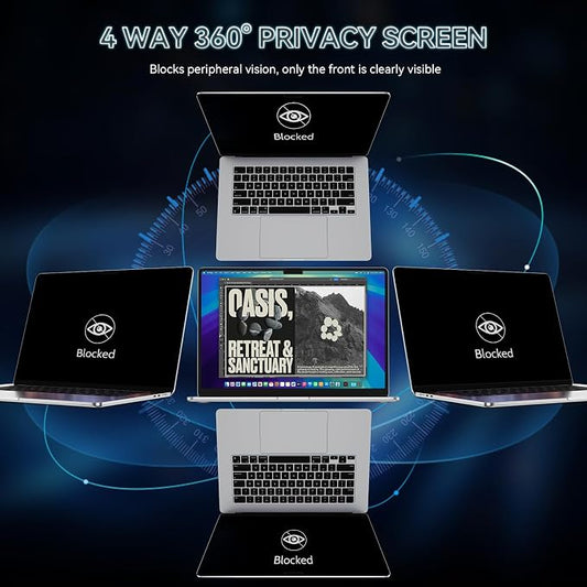 360° Privacy Screen for MacBook Air 13.6/13 Inch, 4 Way Privacy Anti Glare Blue - Image 2
