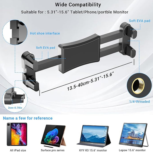 Foldable Desk Tablet Mount for iPad Portable Monitor 4.7-15.6'', Long Gooseneck - Image 2