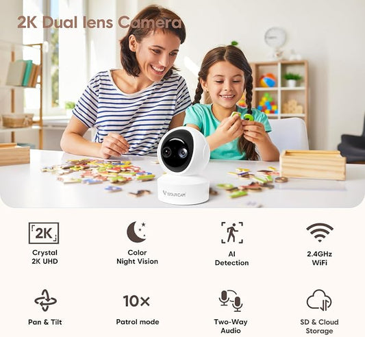 VSTARCAM 2K Dual Lens Indoor Security Camera, 10X Hybrid Zoom WiFi Camera - Image 2