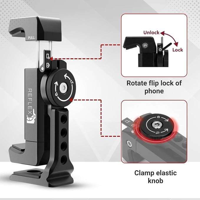 REFLEX CAMERA Metal Mobile Phone Tripod Mount, 360° Rotatable - Image 9