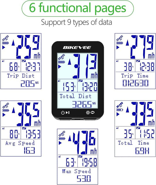 GPS Bike Computer Wireless Bicycle Speedometer Odometer 9 Languages Auto - Image 2