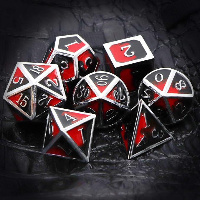 Haxtec DND Metal Dice Set D&D Red and Black Metal DND Dice Compatible - Image 7