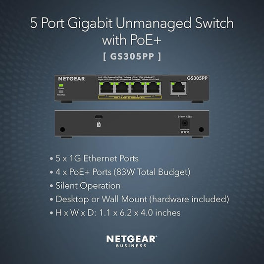 NETGEAR 5-Port Gigabit Ethernet Unmanaged PoE Switch - - Image 2